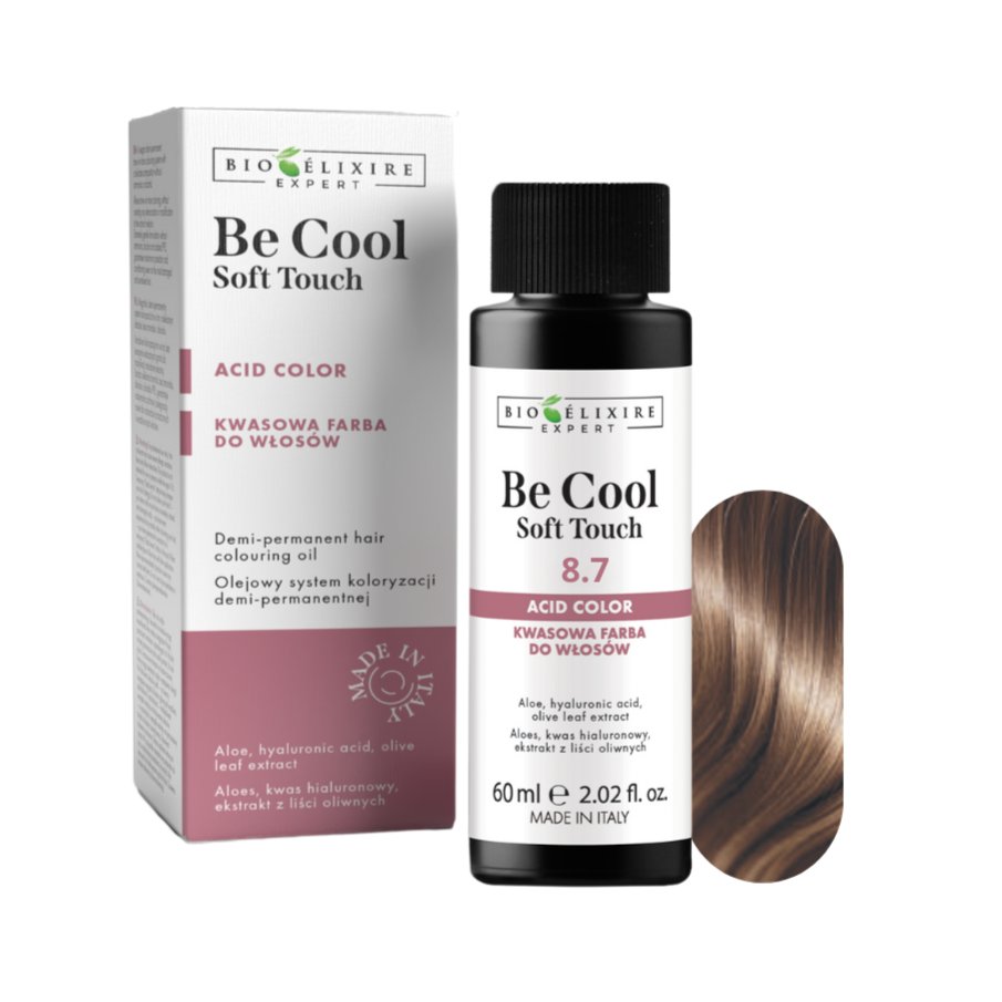 BIOELIXIRE Kwasowa farba do włosów Be Cool SOFT TOUCH - 8.7 Jasny brązowy blond/Light Brown Blonde - 60ml