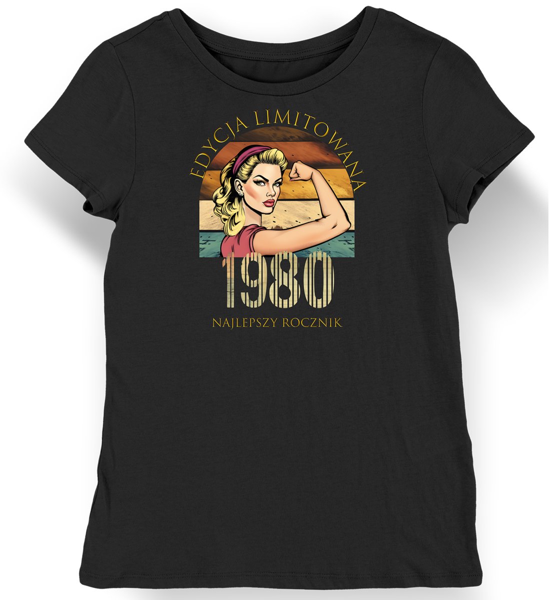 Koszulka damska na 45 urodziny 1980 najlepszy rocznik czarna XS