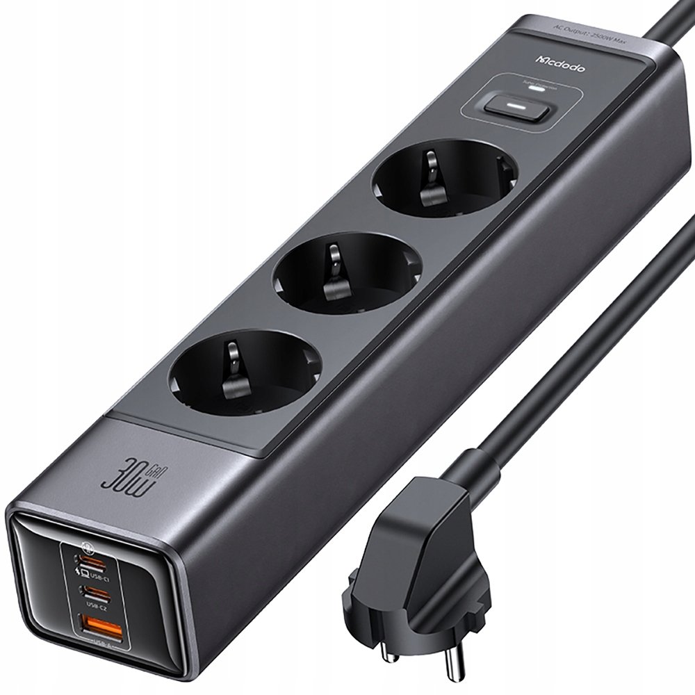 MCDODO ŁADOWARKA SIECIOWA LISTWA ZASILAJĄCA GAN TYP C 6X USB-C USB AC 1,5M
