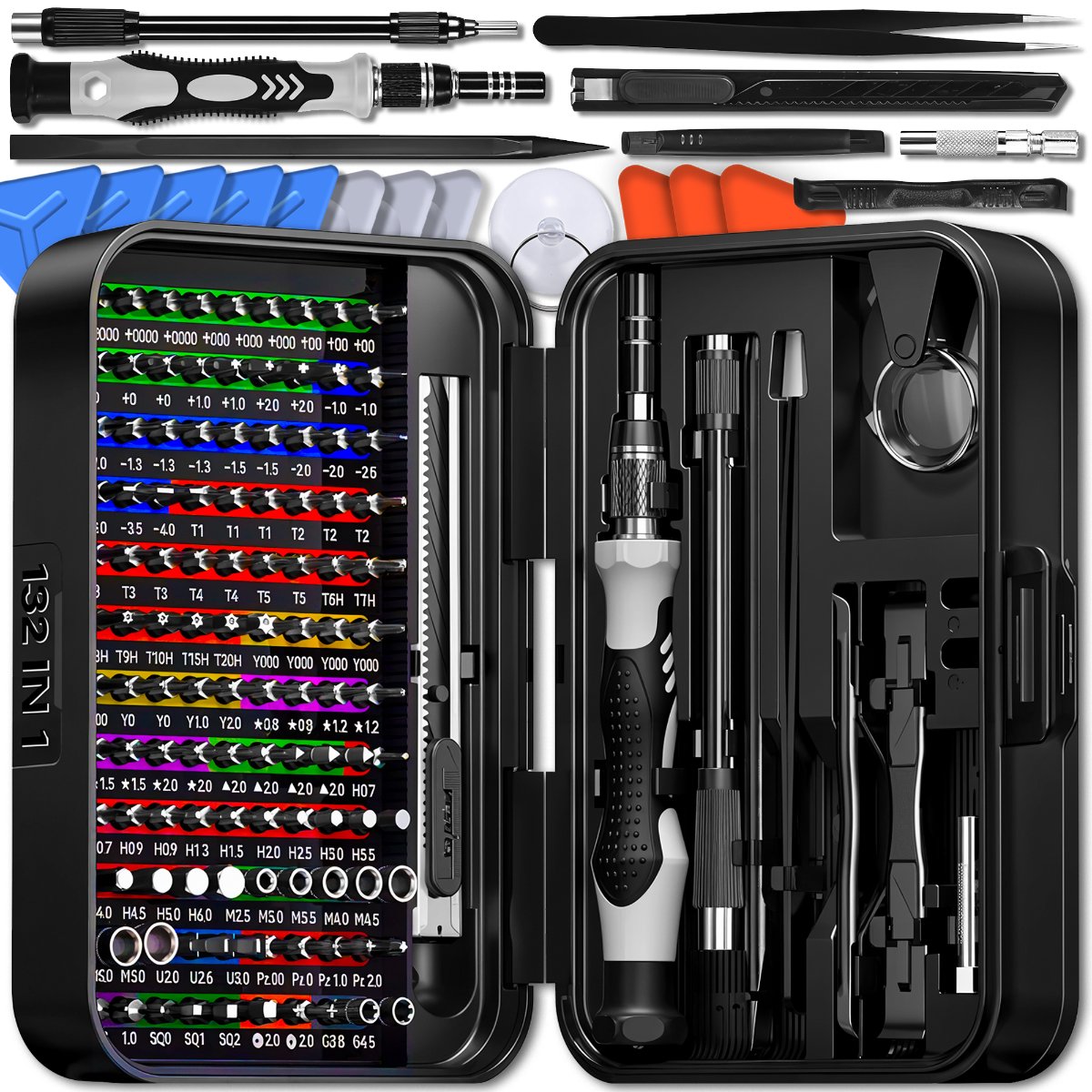 Zestaw Narzędzi Precyzyjnych Xxl Bity Śrubokręty Wkrętaki 132 Elementy Etui