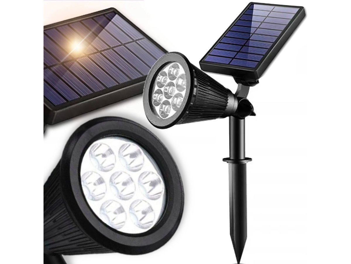 Lampa Solarna Led Wbijana Ogrodowa Czujnik Zmierzchu Ogrodu Reflektor 7 Led