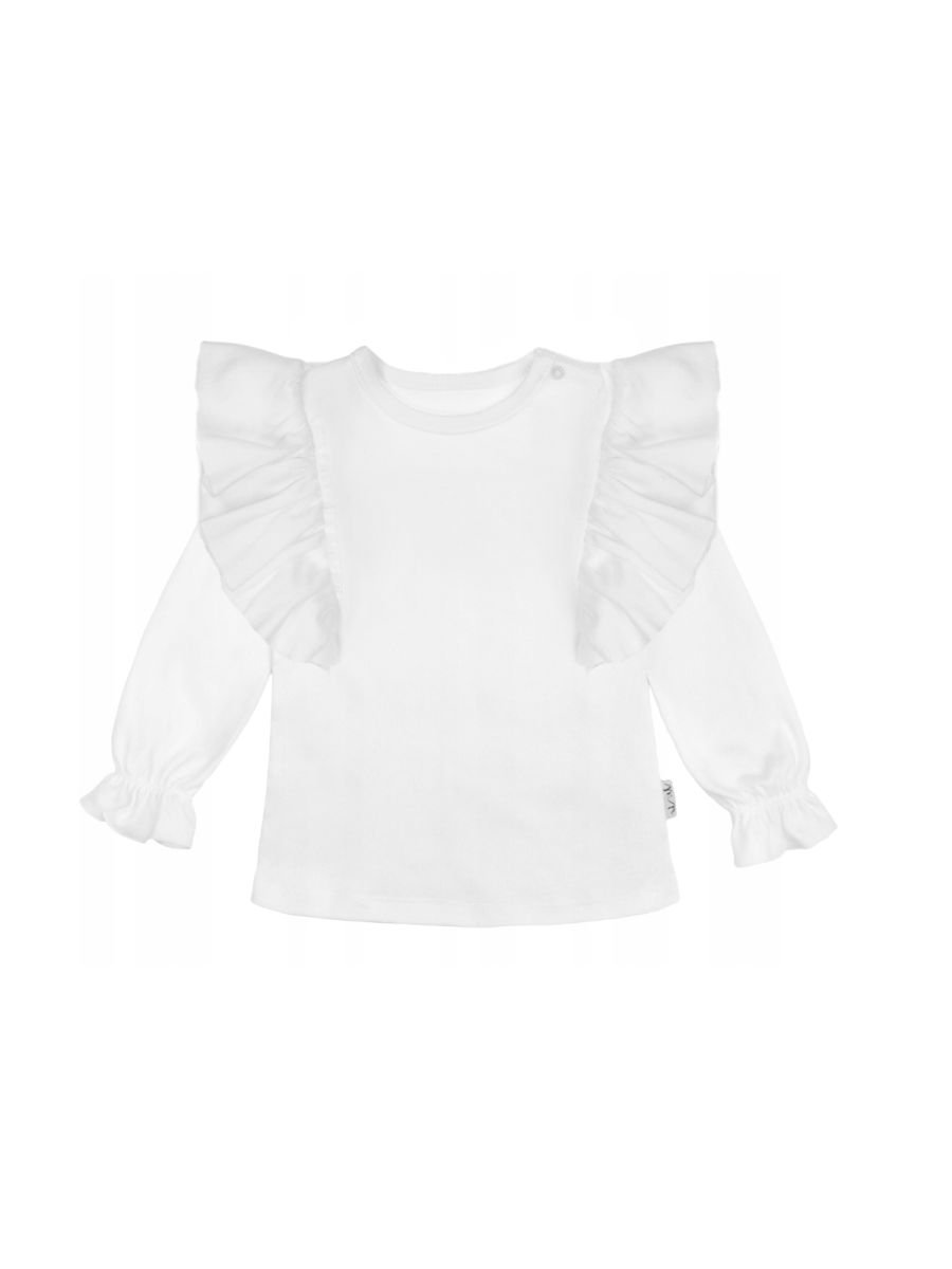 Dziewczęca bluzka z długim rękawem i falbanką biała Nicol,r.92