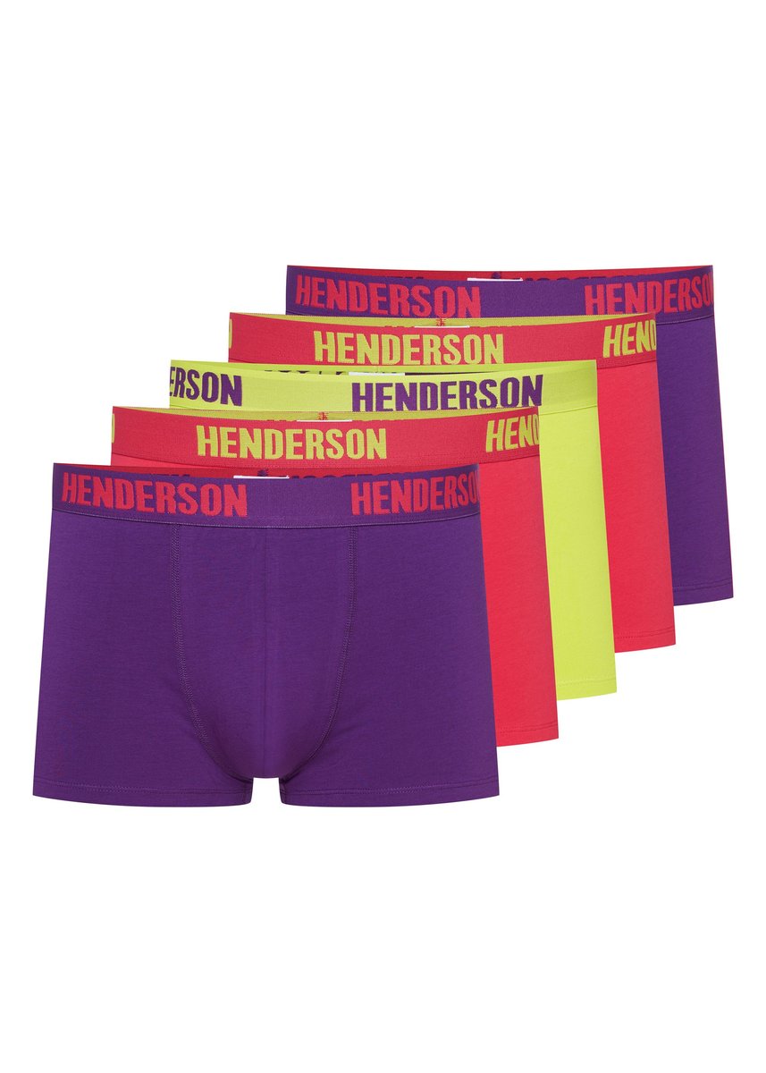 Bokserki Offset Henderson 5-pak zielony limonkowy, fioletowy, czerwony koralowy XL