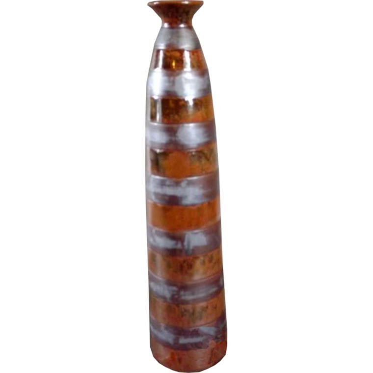 Wazon ceramiczny w kolorze brązowym ciężki w pasy