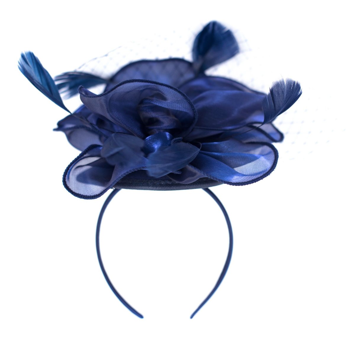 Fascynator Z Woalką Piórami Kokardą Opaska Spinka Toczek Weselny Elegancki