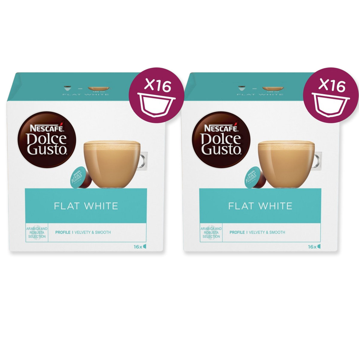Kawa kapsułki Dolce Gusto do ekspresu Nescafe Flat White zestaw 2x 16 szt. zestaw