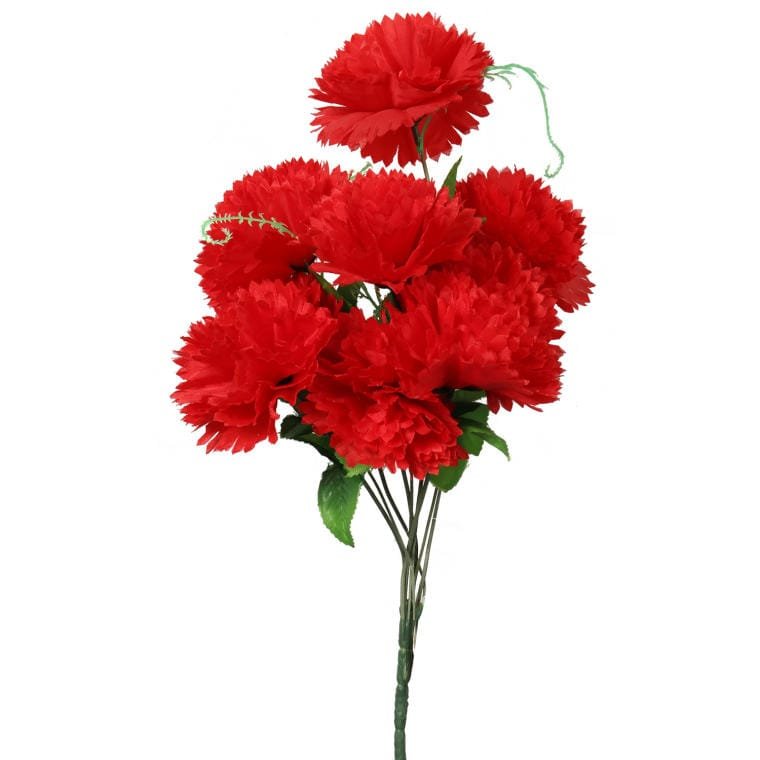 Czerwony Bukiet Sztucznych Goździków z Wąsami - 9
