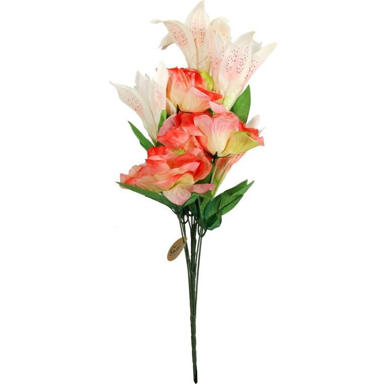 Elegancki Sztuczny Bukiet 9 Kwiatów Mix Róż i Lili