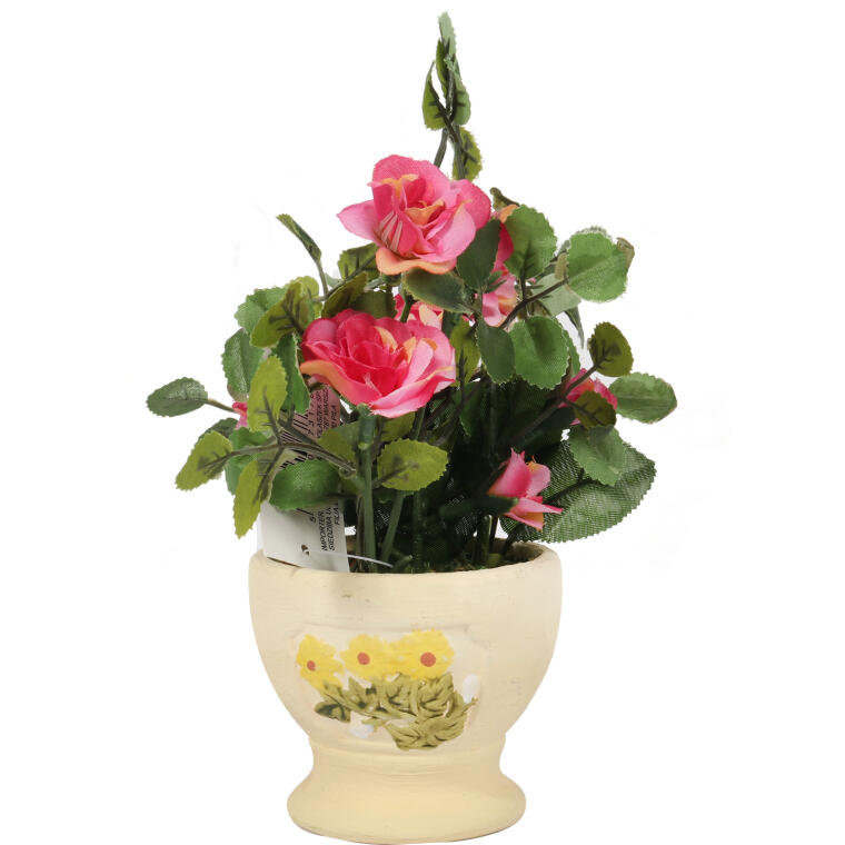 Różowe Różyczki w Doniczce - Sztuczne Kwiaty do De
