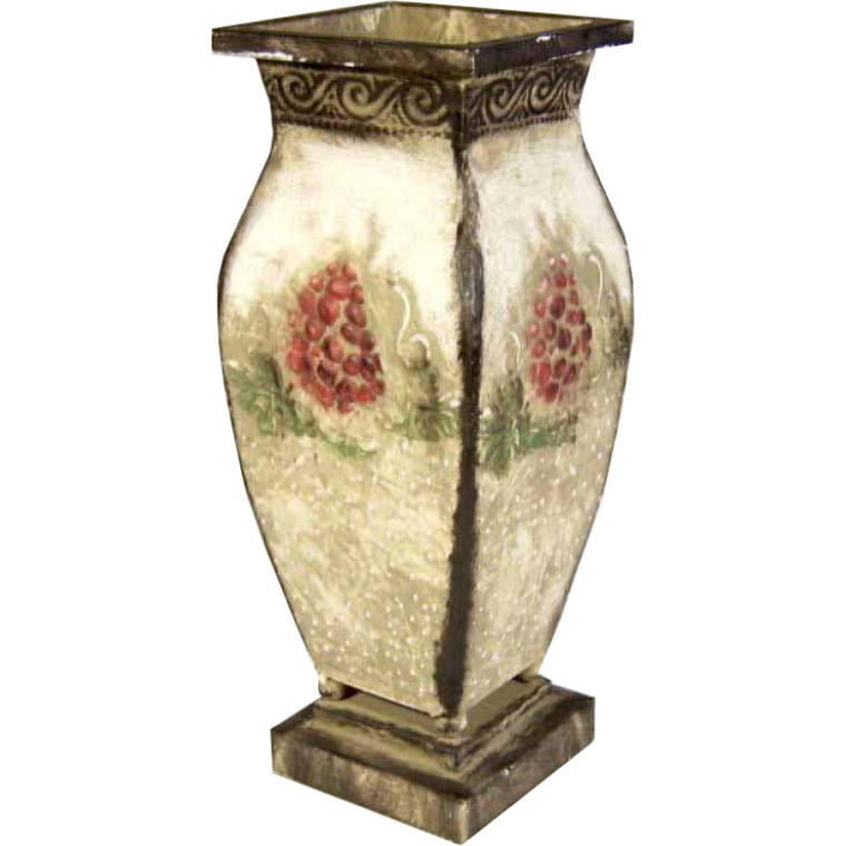 Wazon wykonany z metalu ręcznie malowany 35x13 cm