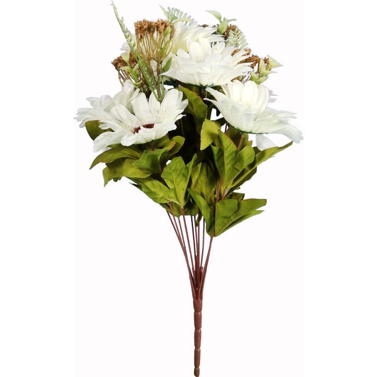 Bukiet 11 Sztucznych Gerber w Kolorze Kremowym - D