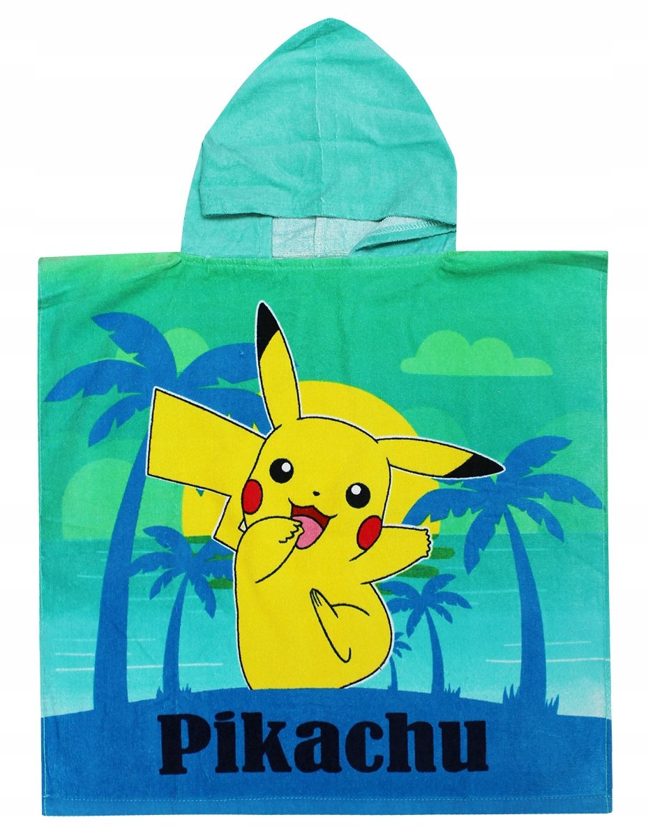 POKEMONY PONCZO KĄPIELOWE RĘCZNIK Z KAPTUREM DZIECIĘCY BASEN LATO