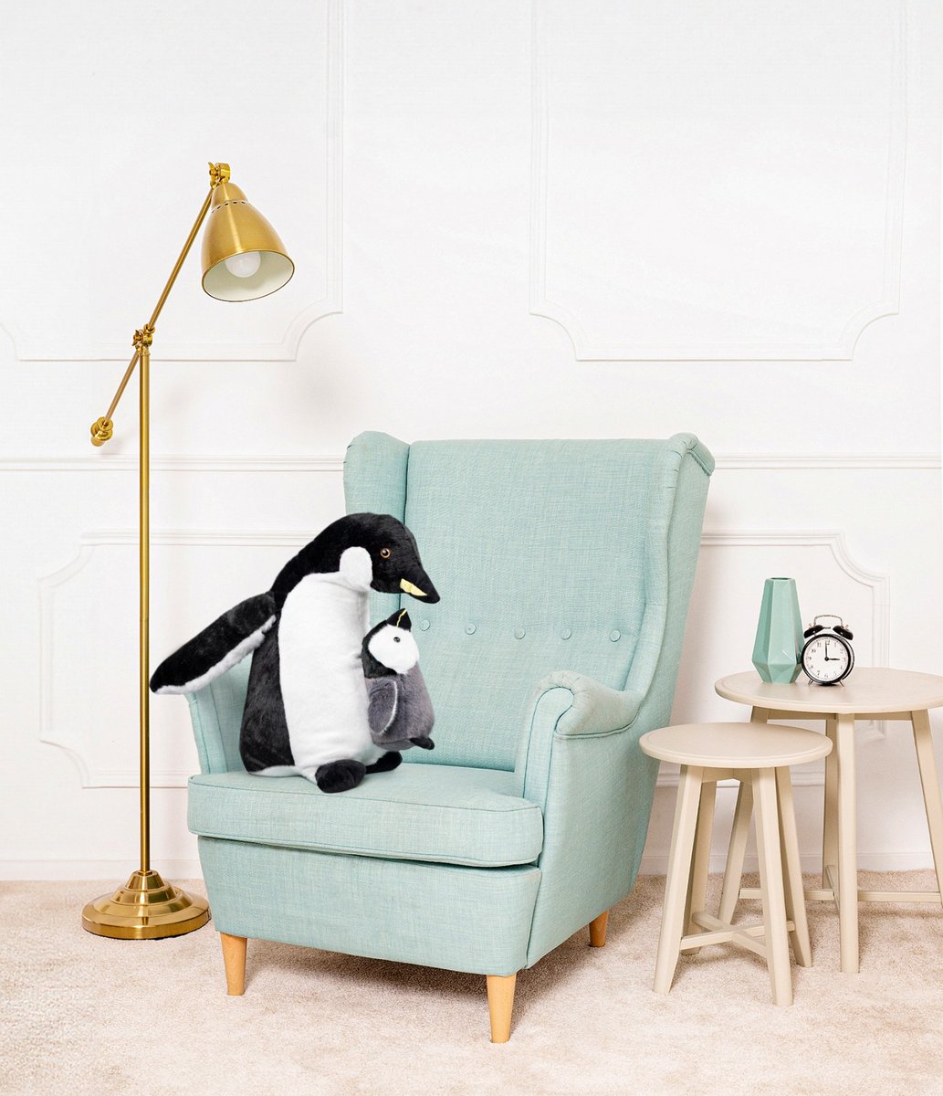 MIŚ PLUSZOWY PINGWIN Z DZIECKIEM PLUSZAK MASKOTKA PRZYTULANKA ZABAWKA - 40cm