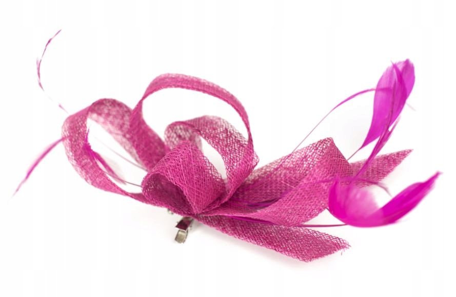 Fascynator Broszka Spinka Z Kokardą Piórami Lniany Na Wesele Elegancki