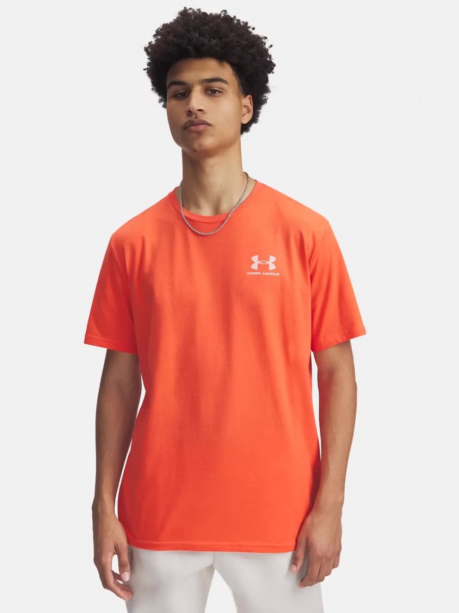 Koszulka męska Under Armour SPORTSTYLE LEFT CHEST SS 1326799-847 Pomarańczowy Roz. S