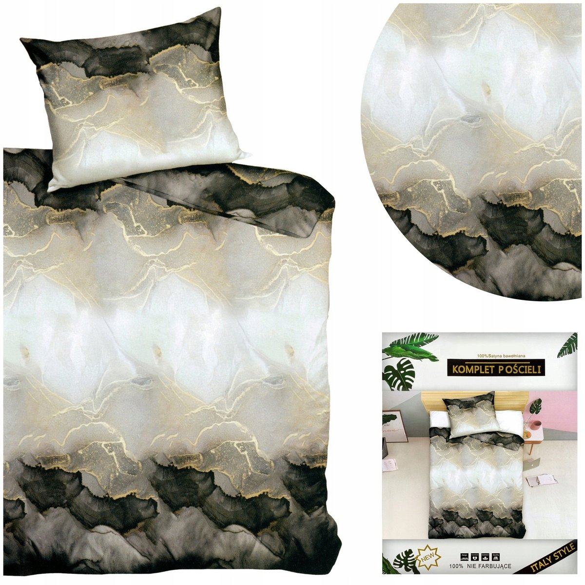 Pościel 140x200 komplet 2 części bawełna satynowa DALWIN poszewka 70x80