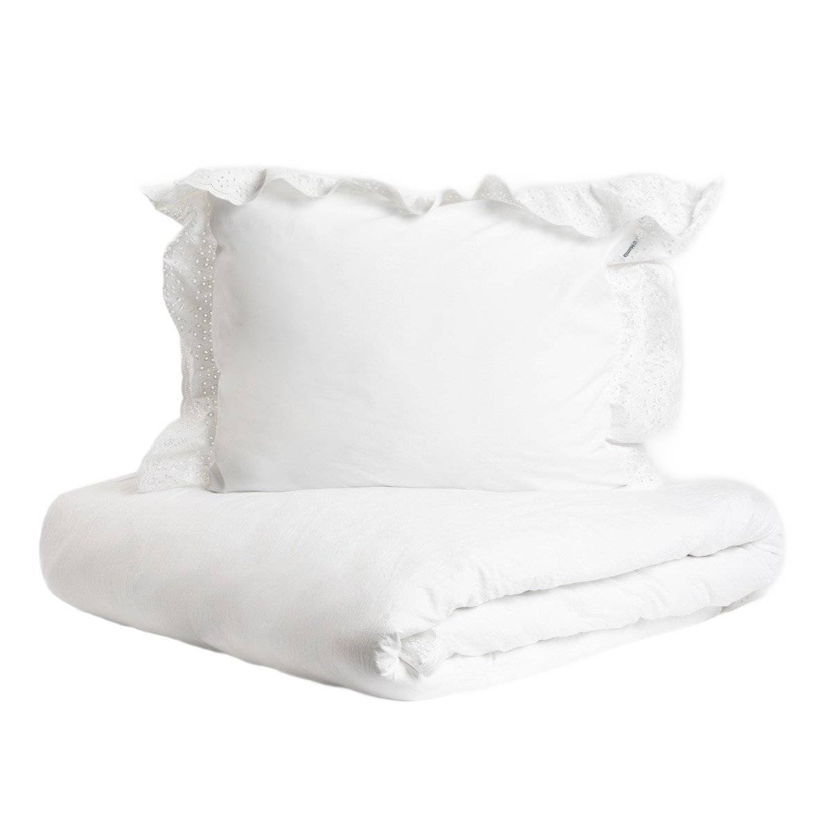 HOMLA Pościel MORAIN z mikrofibry biała z koronką 140x200 + 1*50x60 cm