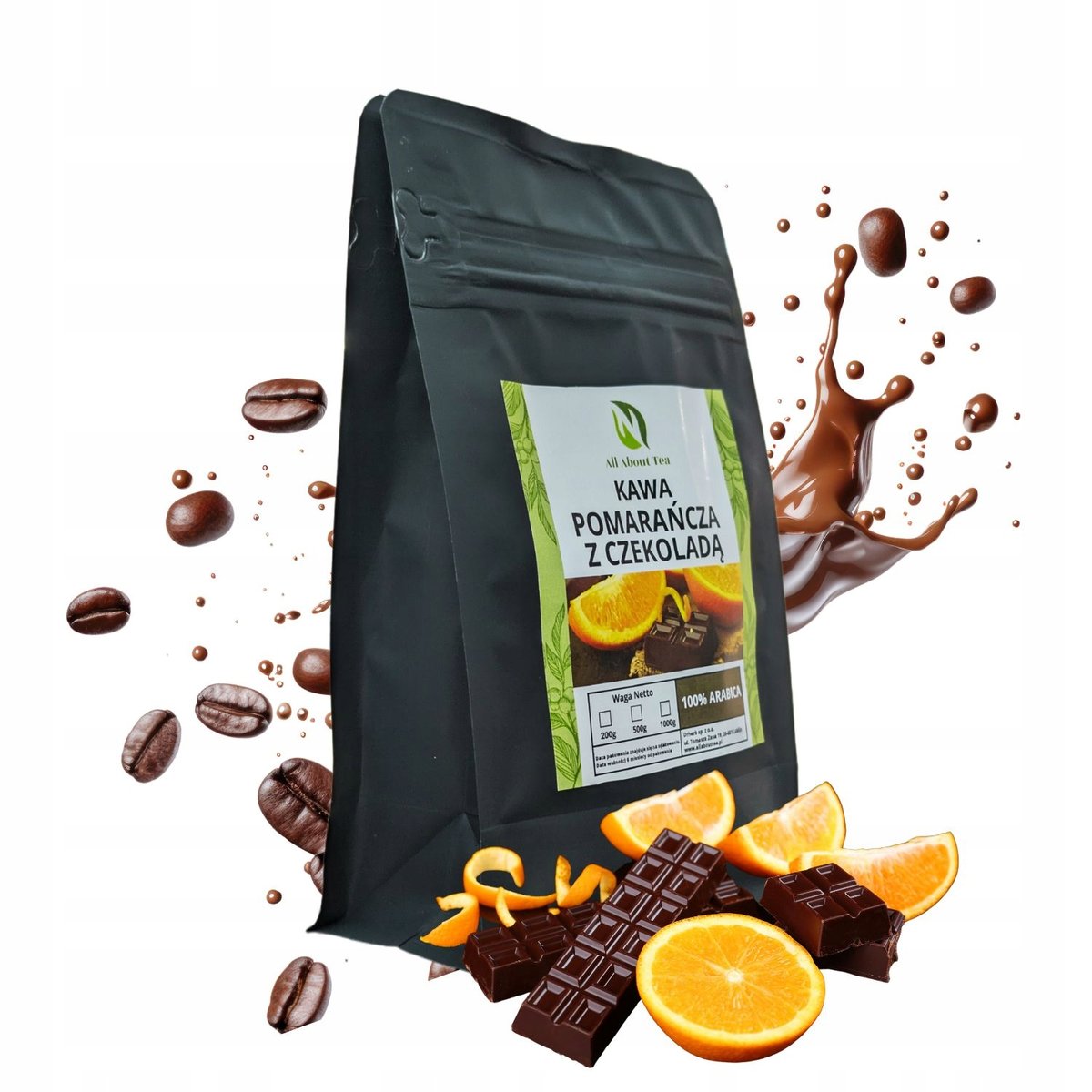 KAWA Mielona Smakowa 200g POMARAŃCZOWO CZEKOLADOWA 100% ARABICA