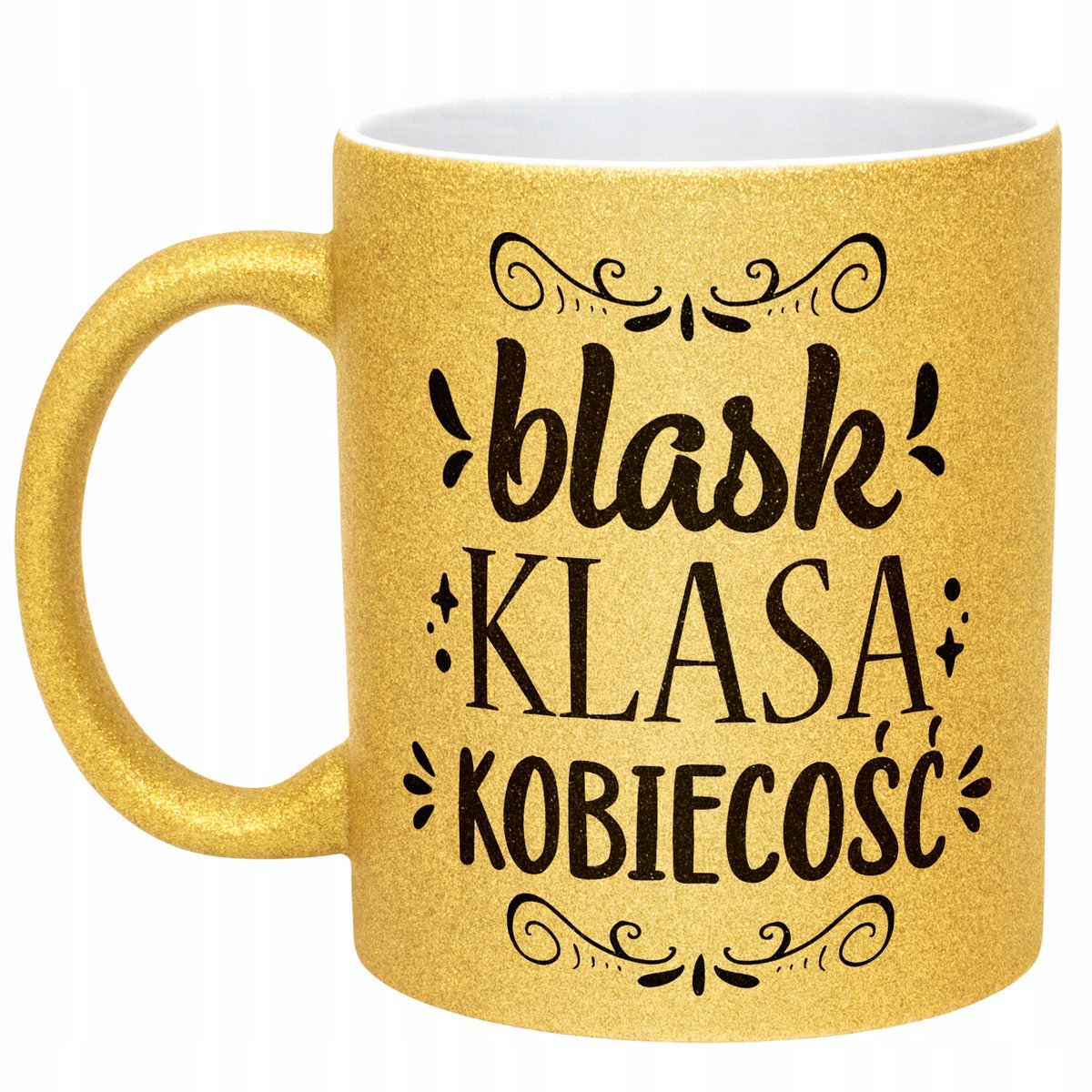 Złoty kubek brokatowy Dzień Kobiet Zabawny Prezent Upominek Dla Kobiety