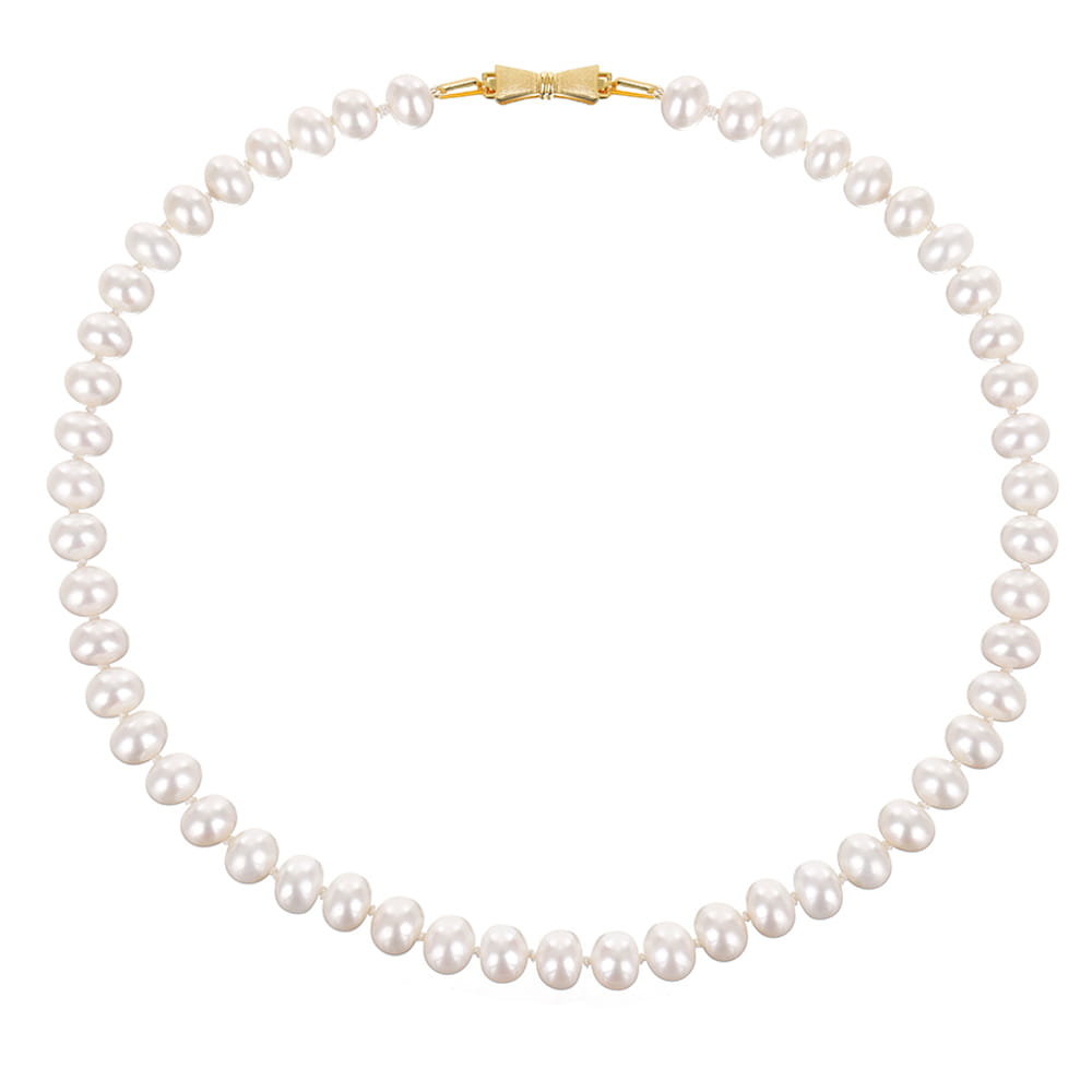 ENAYA LAMAR GOLD Naszyjnik z białych naturalnych pereł kolia chocker - 120 cm