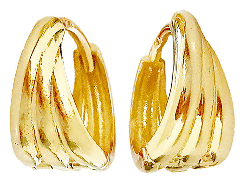 Delikatne złote kolczyki 585 szerokie małe kółeczka ze zdobiona powierzchnią