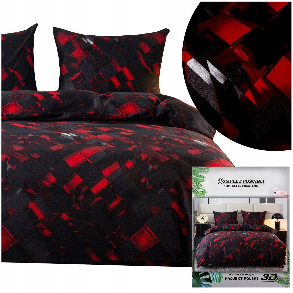 Pościel MARIA poszewki 70x80 komplet 160x200 3cz satynowa stylowa