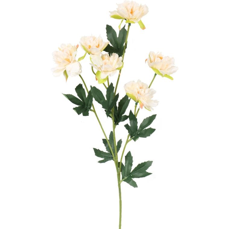 Sztuczna Gałązka z 6 Mini Piwoniami Koloru Kremowe