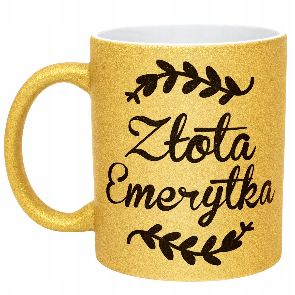 Złoty kubek brokatowy Z okazji Emerytury Dla Emerytki Prezent