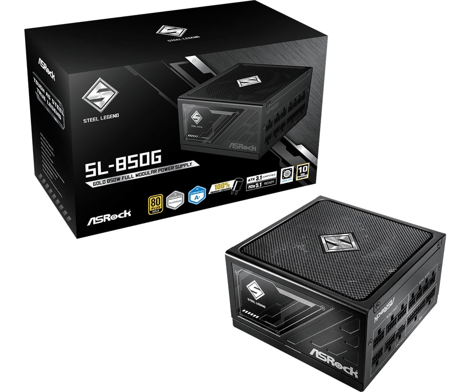 Asrock SL-850G Steel Legend moduł zasilaczy 850 W 20+4 pin ATX ATX Czarny