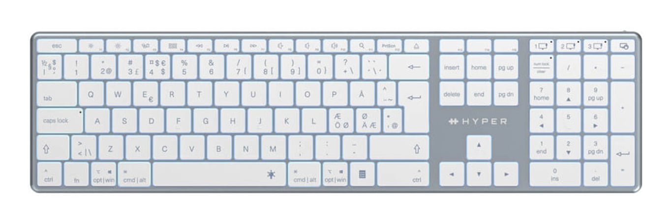 HYPER HS2310NO klawiatura Dom/Biuro Bluetooth QWERTY Skandynawia Szary