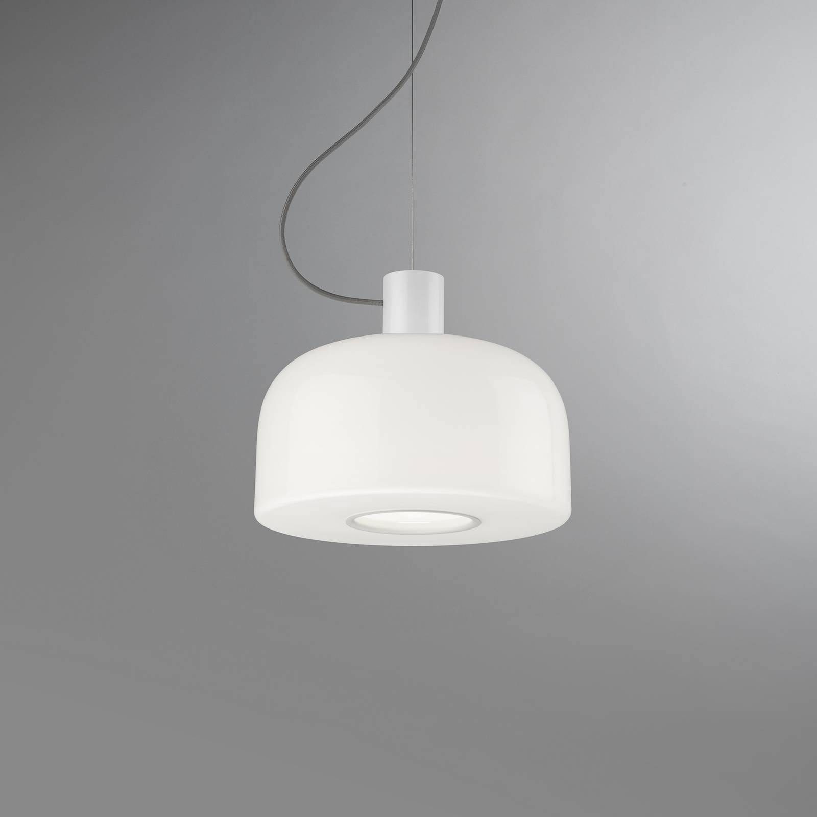 FLOS Lampa wisząca designerska Bellhop Glass S1, możliwość ściemniania, biały / opal, sypialnia, szkło