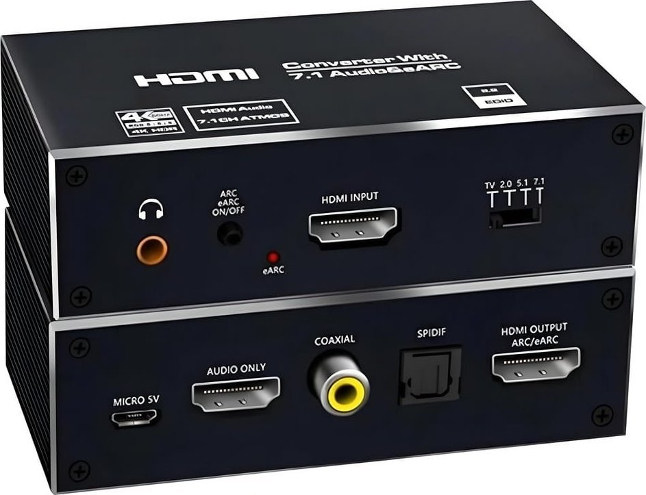 Ekstraktor HDMI 2.1 TOSLINK KONWERTER ATMOS 7.1 eARC HDCP 2.3 8K 4K 120Hz one size