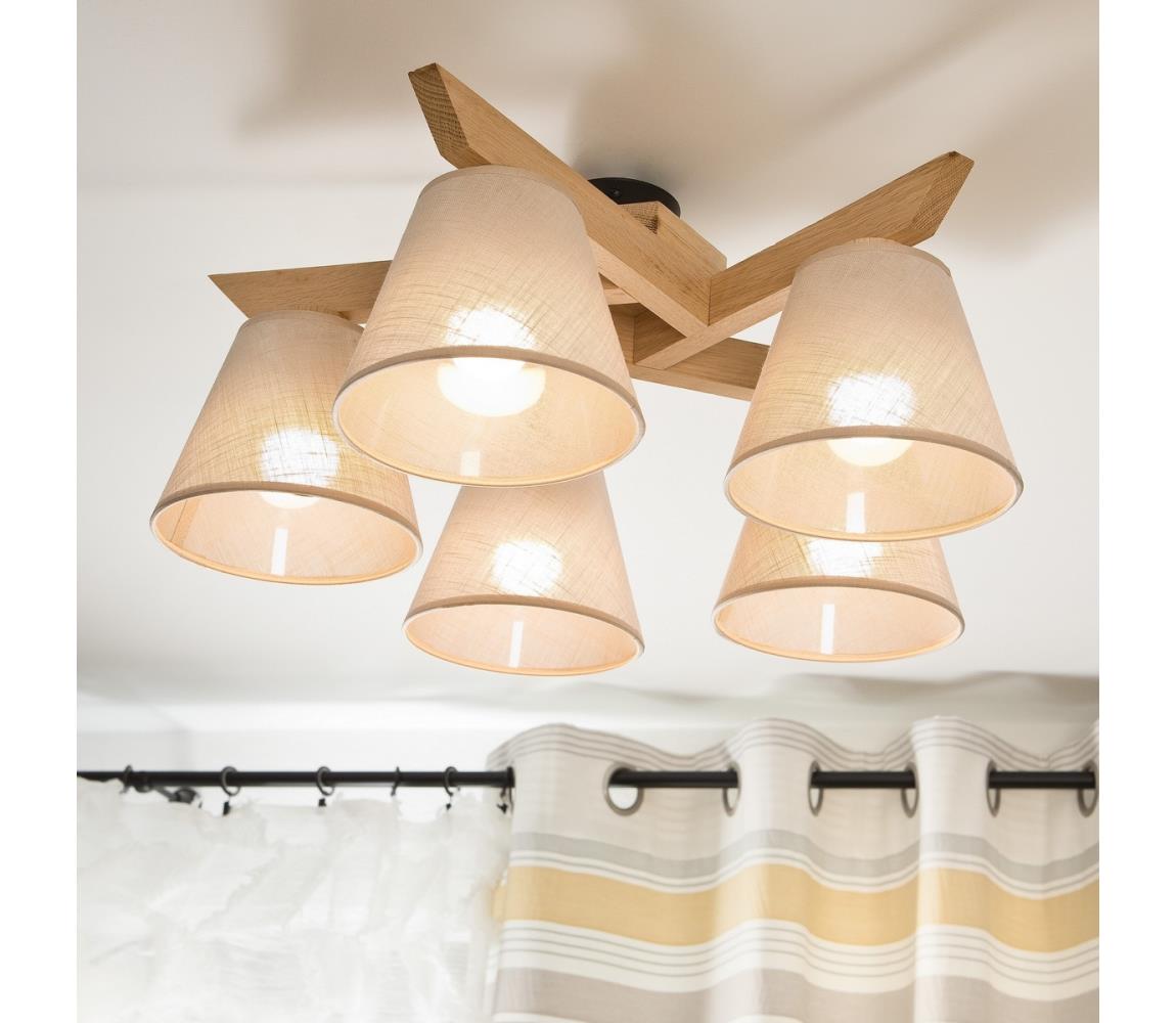 Brilagi - Żyrandol natynkowy ANTHONY 5xE14/40W/230V dąb/beżowy