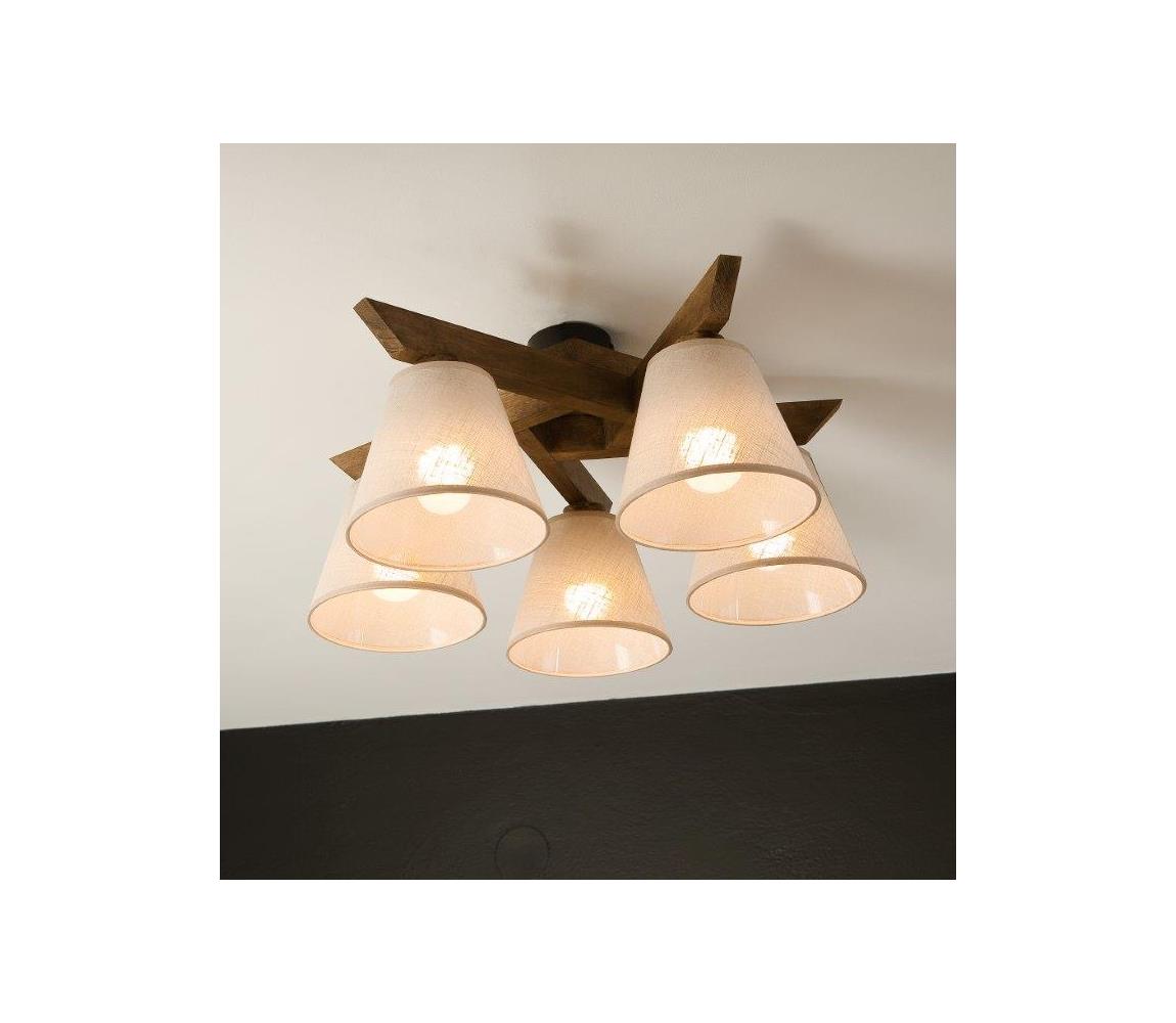 Brilagi - Żyrandol natynkowy ANTHONY 5xE14/40W/230V dąb/beżowy