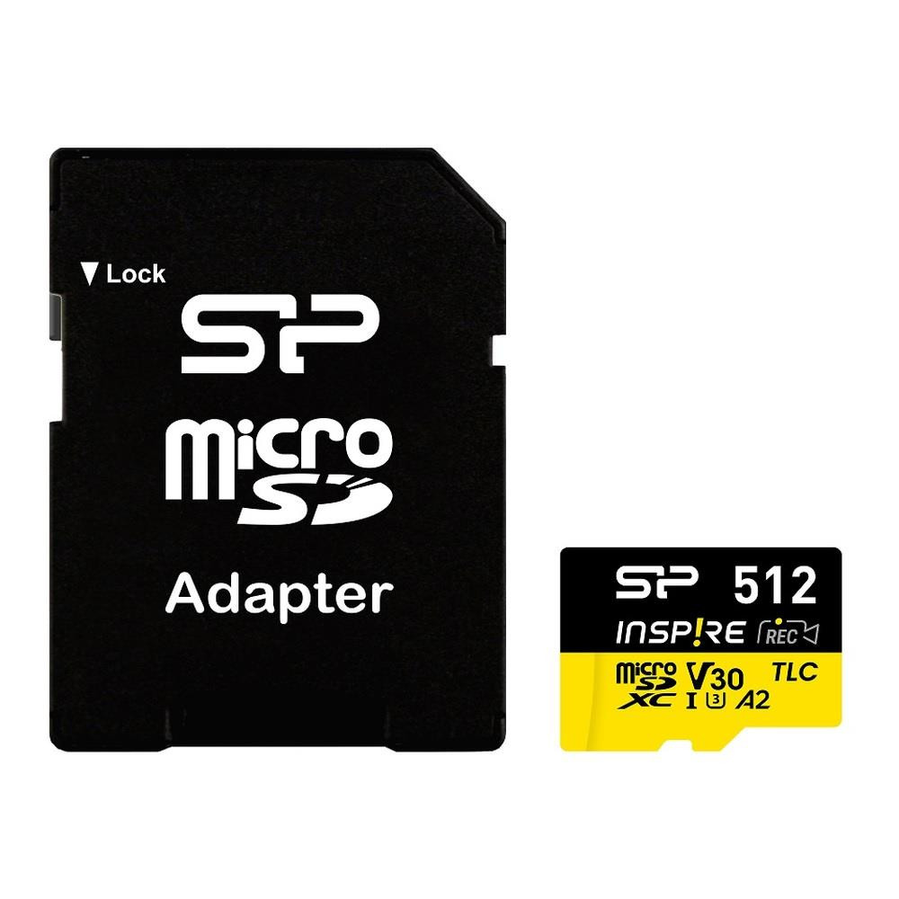 Karta pamięci silicon power microsdxc power inspire 512gb v30 uhs-i u3 a2 4k ddr200 170/150mb/s tlc + adapter SP512GBSTXLA2V1NSP