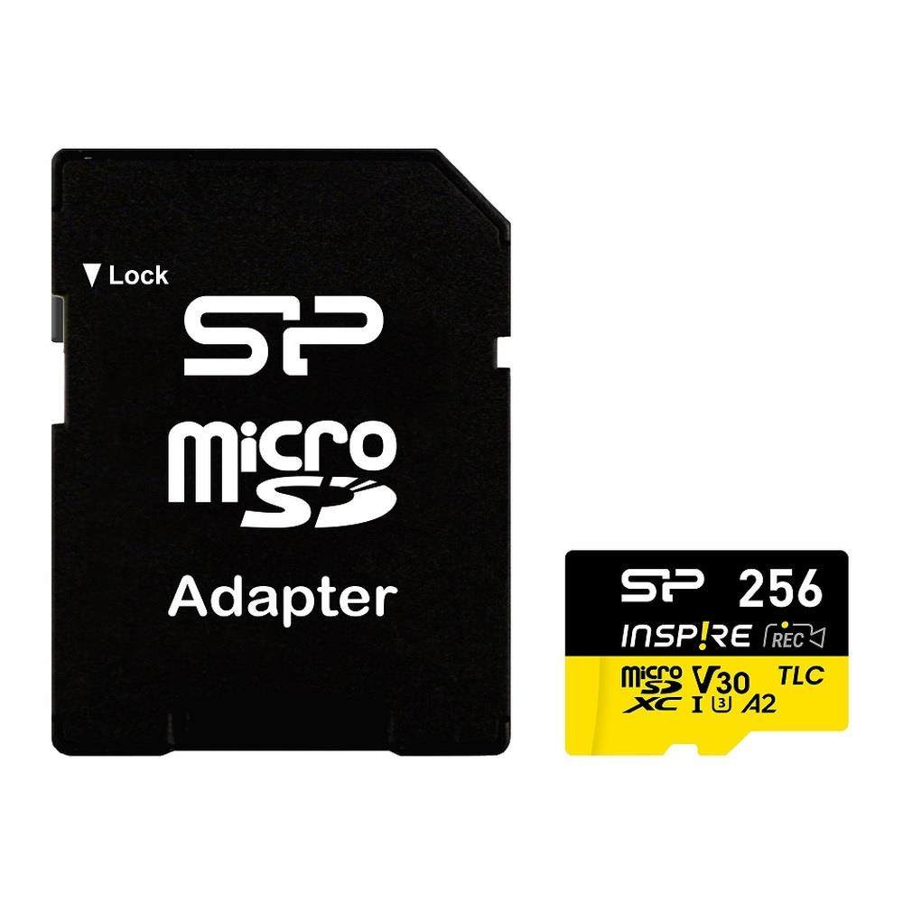 Karta pamięci silicon power microsdxc power inspire 256gb v30 uhs-i u3 a2 4k ddr200 170/150mb/s tlc + adapter SP256GBSTXLA2V1NSP