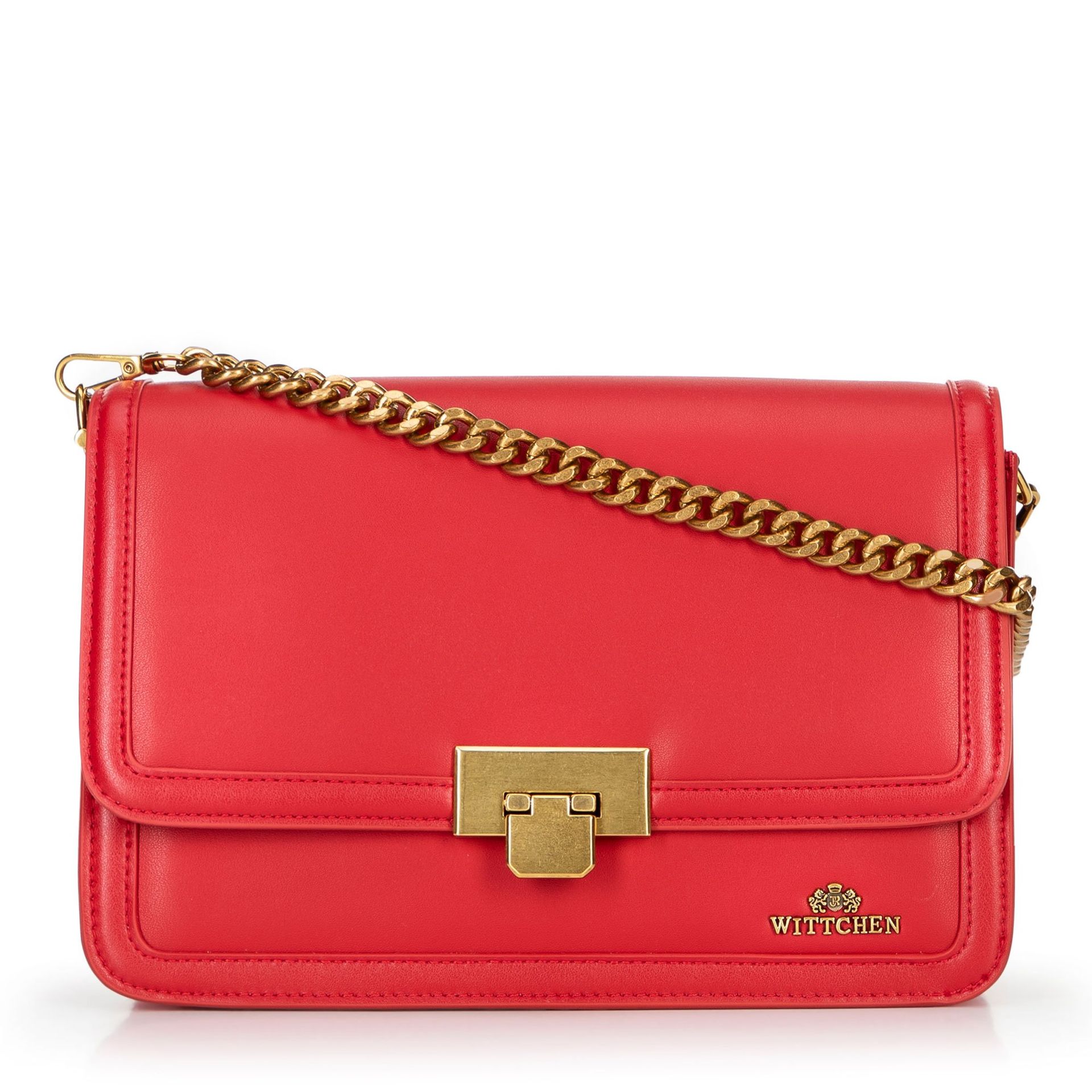 Skórzana crossbody z odpinanym łańcuszkiem czerwona