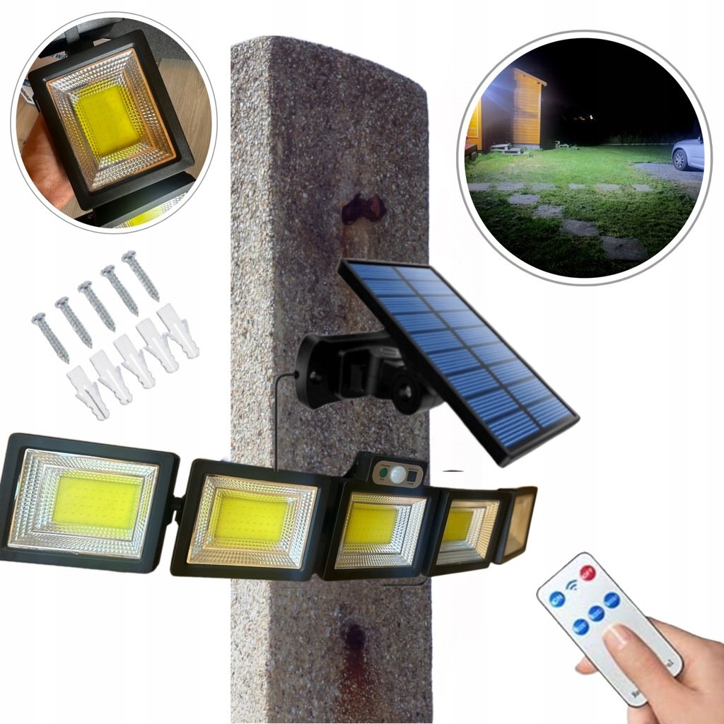 Lampa uliczna solarna HALOGEN 600 W LED 300 LED OGRODOWA MOCNA DUŻA PILOT