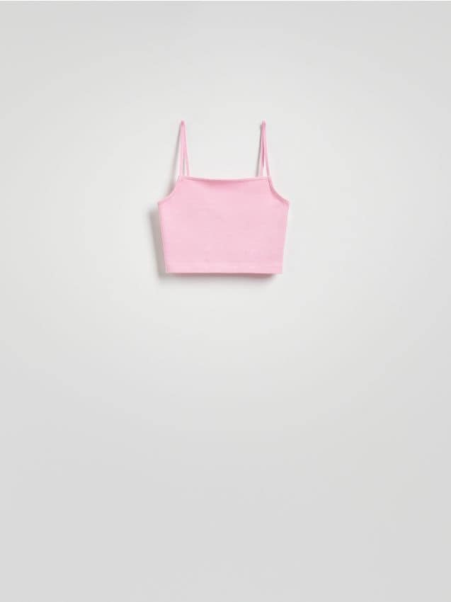 Reserved - Krótki top na ramiączkach - różowy