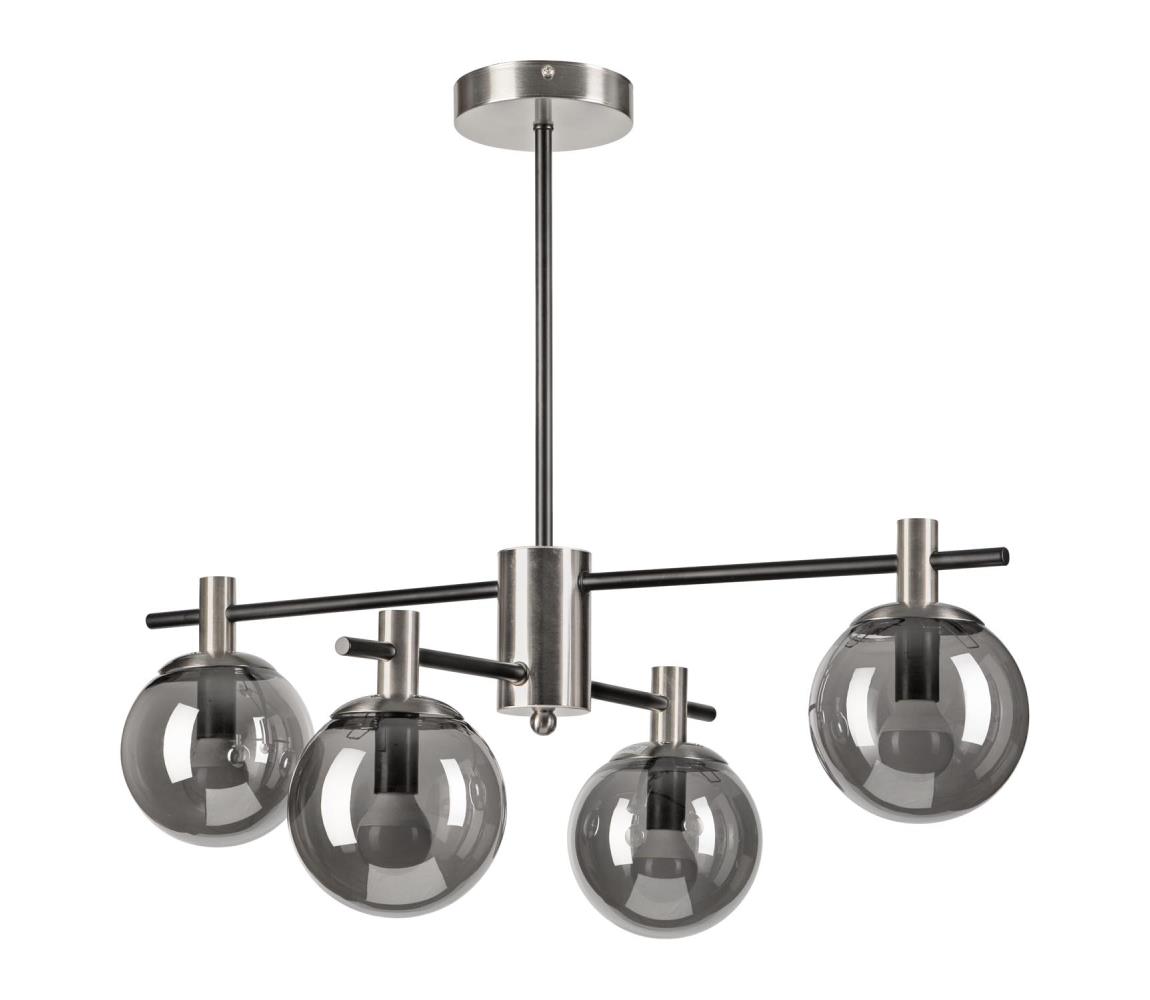 Żyrandol na drążku LILOU 4xE14/5W/230V matowy chrom/dymny
