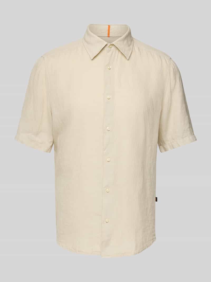Koszula lniana o kroju regular fit z rękawem o dł. 1/2 model ‘Rash’