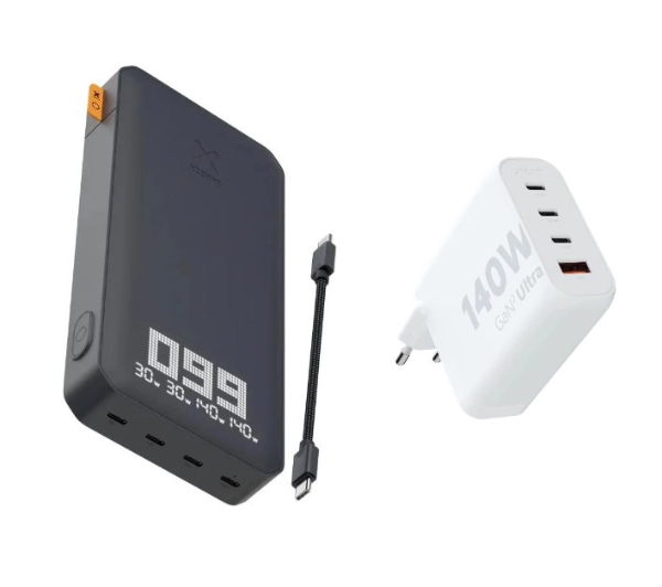 Xtorm XB403 Titan Ultra 27000mAh 200W Czarny + Ładowarka XEC140 GaN2 Ultra 140W Biały