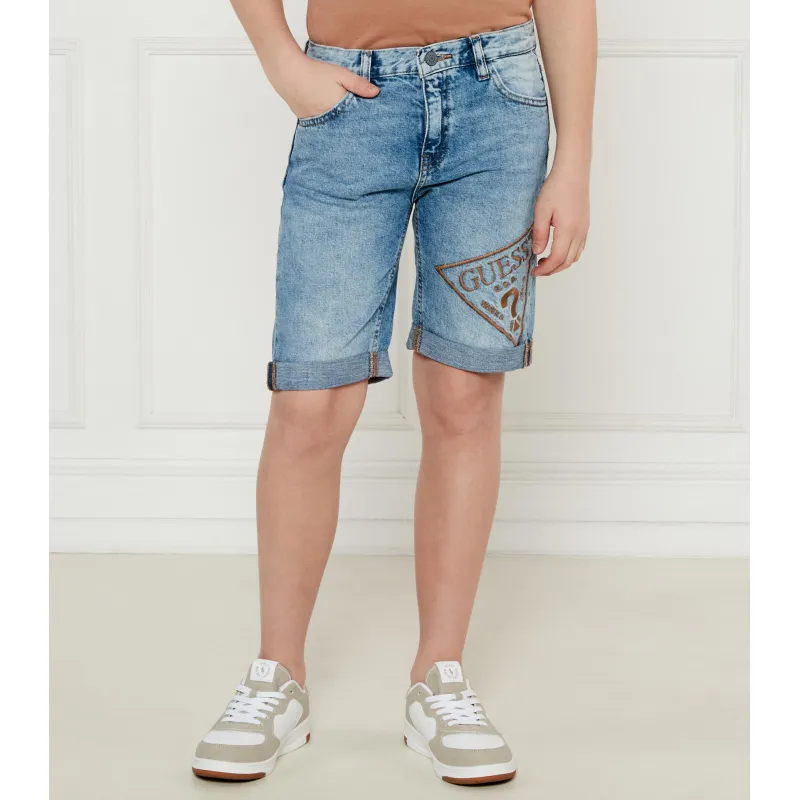 Guess Jeansowe szorty Regular Fit z dodatkiem lnu