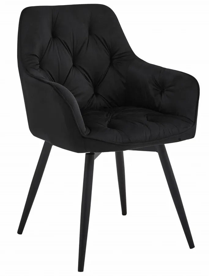 Czarne obrotowe krzesło pikowane W9-E82