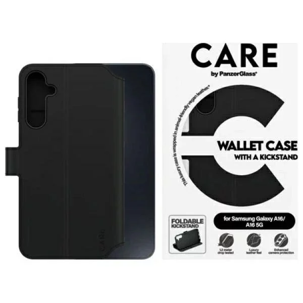 Etui do Samsung Galaxy A16 CARE by PanzerGlass Feature Kickstand Wallet Czarny