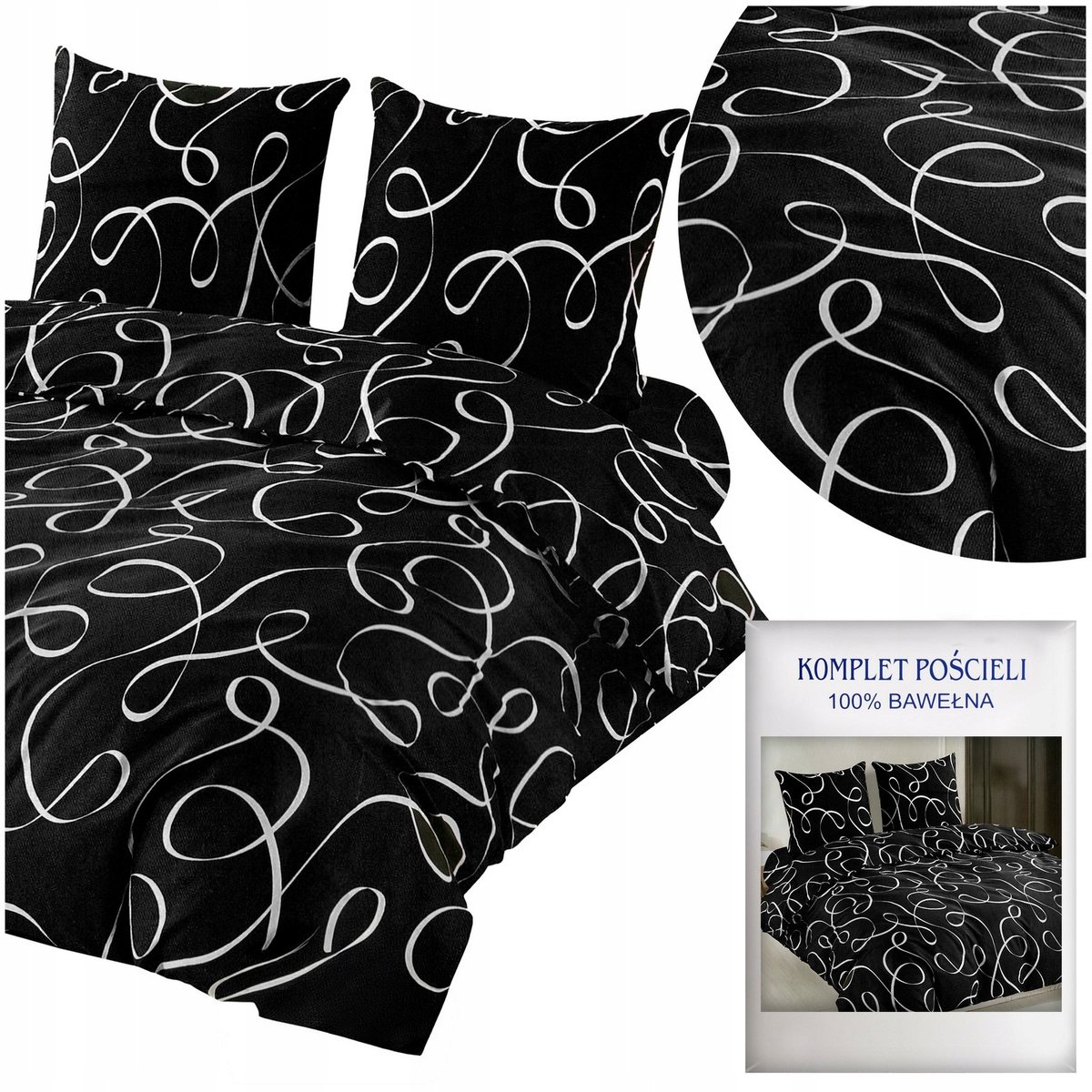 Pościel 160x200 3 części satyna bawełniana AIDA komplet 2x poszewka