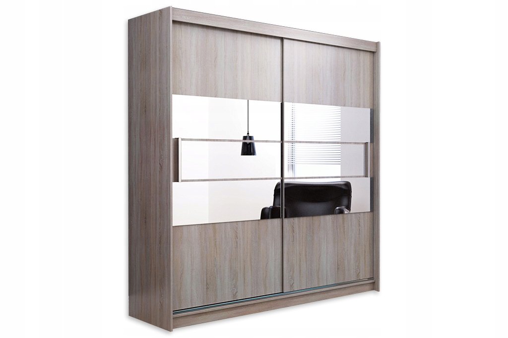 Szafa przesuwna LOUIS 02 200cm dąb sonoma dwudrzwiowa 2d pojemna do pokoju