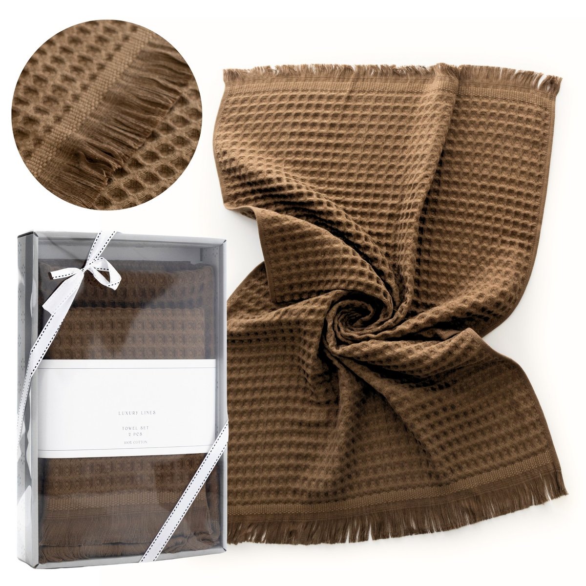 Komplet Ręczników Cinar Nil 2 sztuki 50x90 & 70x140 Bawełna Gofrowana