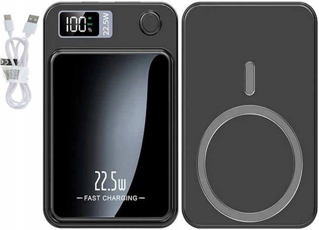 SZYBKI MAŁY BEZPRZEWODOWY POWER BANK MagSafe INDUKCYJNY 5000mAh 22,5W USB-C