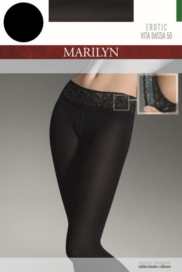 Rajstopy O Obniżonej Talli Biodrówki Erotic Vita Bassa 50 Den Czarne 2-S